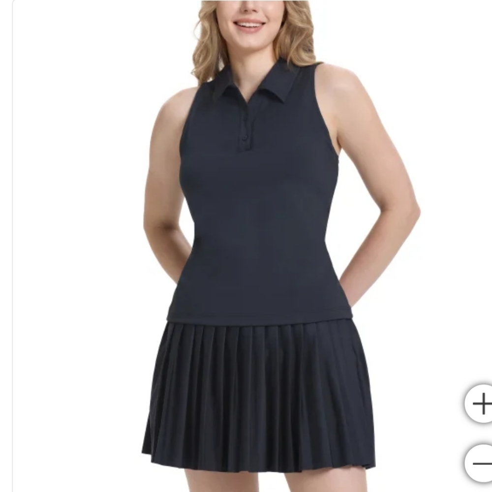NWT‎ Tretorn Women's Sleeveless Polo Top  Built In Bra Black Xs